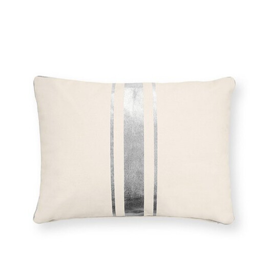 Vtwonen kussen rechthoek 50x70 cm wit met zilveren strepen