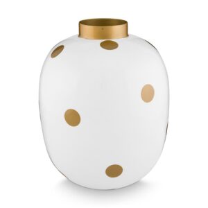 Pip Studio vaas metaal Dots - wit/goud
