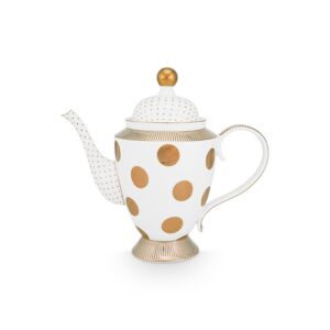 Pip Studio theepot Dot Delight - wit/goud