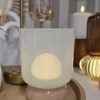 Home Society tafellamp Liro beige glas