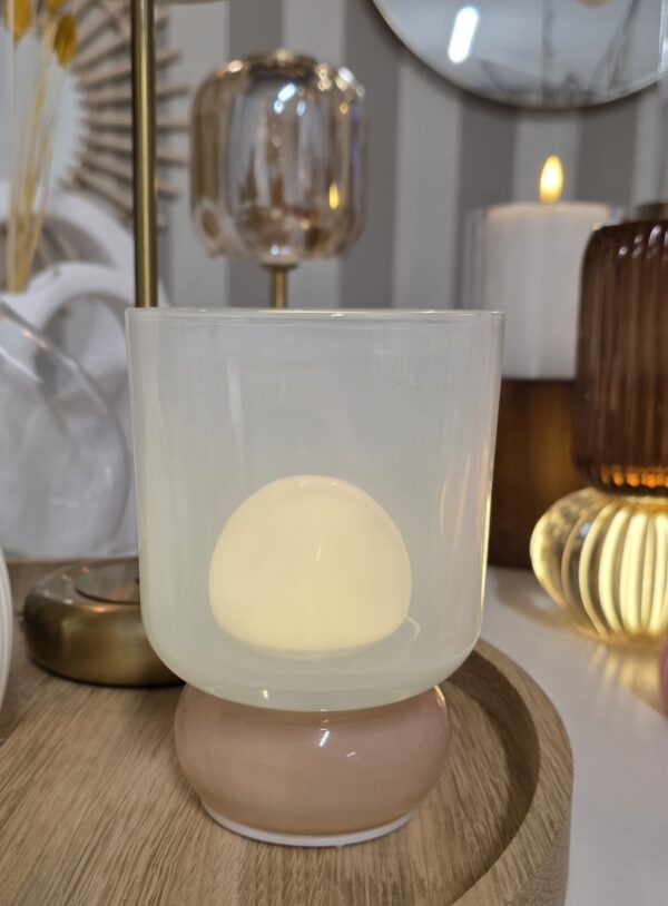 Home Society tafellamp Liro beige glas